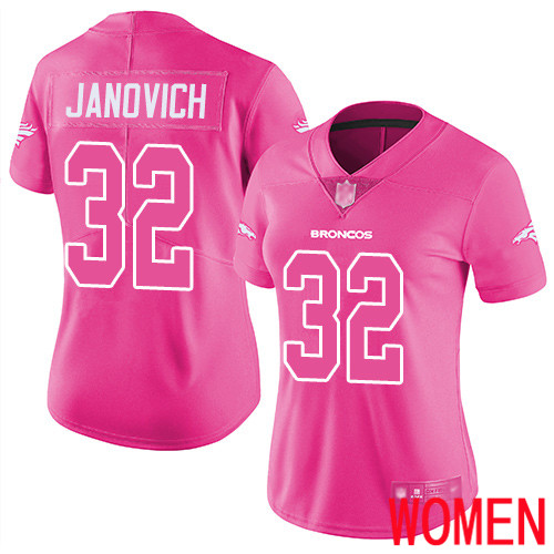 Women Denver Broncos #32 Andy Janovich Limited Pink Rush Fashion Football NFL Jersey->women nfl jersey->Women Jersey